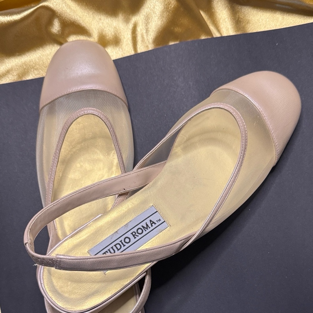 Women's Light Rose Gold Slingback Flats.